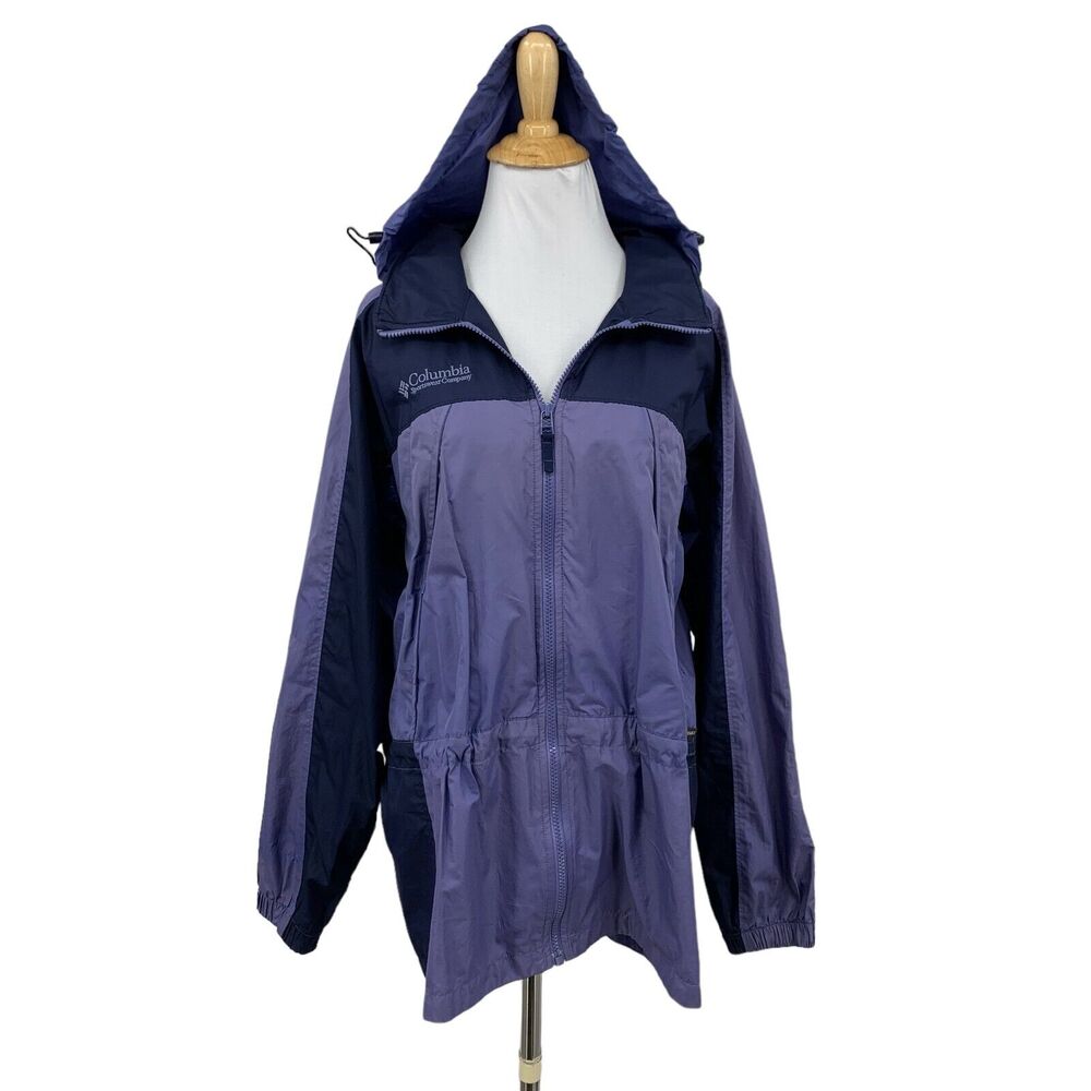 Vintage‎ Columbia Jacket Womens M Medium Hyacinth Windbreaker Packable Zip Up